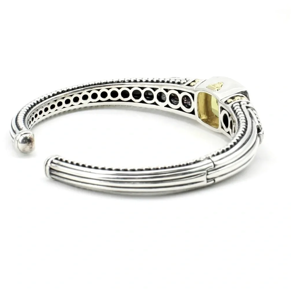 ♥️SOLD♥️LAGOS * Vintage Sterling Silver & 18K Citrine Caviar Cuff Bracelet - Picture 9 of 10